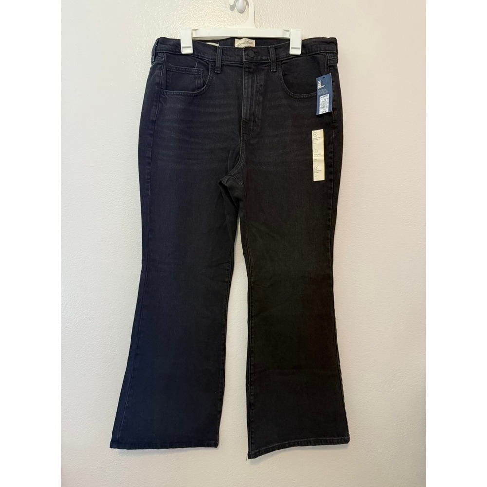 Universal Thread High-Rise Flare Jeans Black Washed Denim 14 Short NWT